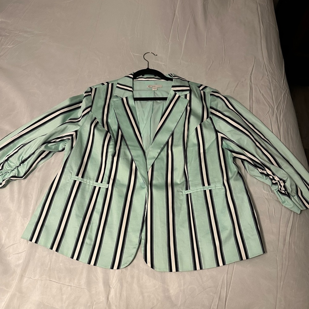 Mint Striped Blazer
